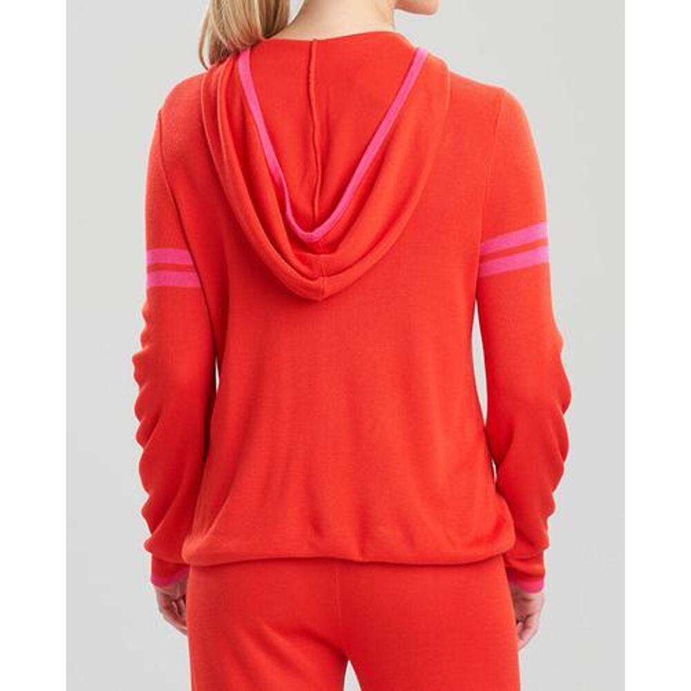 Josie Natori Womens Retreat Pullover Hoodie Sz Small Salsa Red Stretch Knit NWT - Picture 3 of 6
